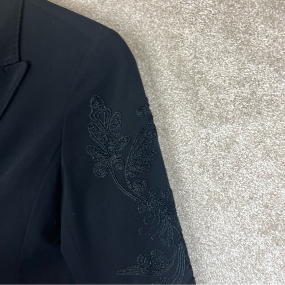 Coldwater Creek Jacket Womens 10 Black Embroidered Button Lined Blazer- 9565* - Picture 8 of 11